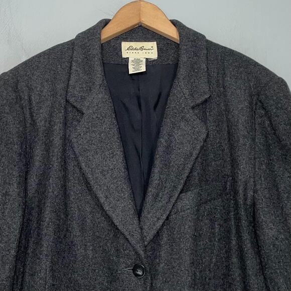 Vtg Eddie Bauer Womens Size XXL Charcoal Wool Angora Jacket Blazer Minimalist - Picture 3 of 13